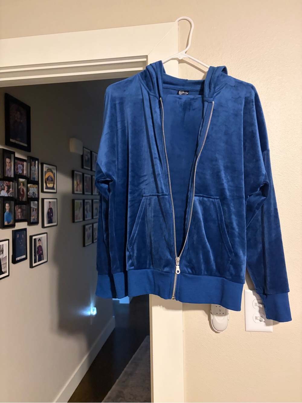 Blue Velour Zip-Up warmup suit size Large women’s